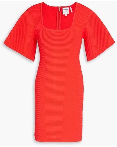 Hervé Léger Ribbed-knit Mini Dress - Red