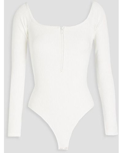 GOOD AMERICAN Ribbed Cotton-blend Jersey Bodysuit - White