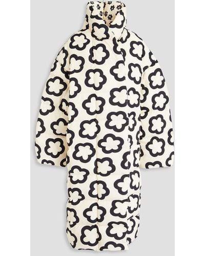 Tory Burch Floral-print Shell Down Coat - White