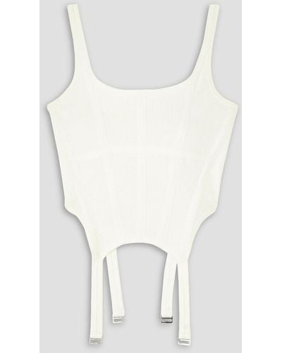 Dion Lee Combat Grosgrain-trimmed Ribbed Stretch-cotton Jersey Tank - White