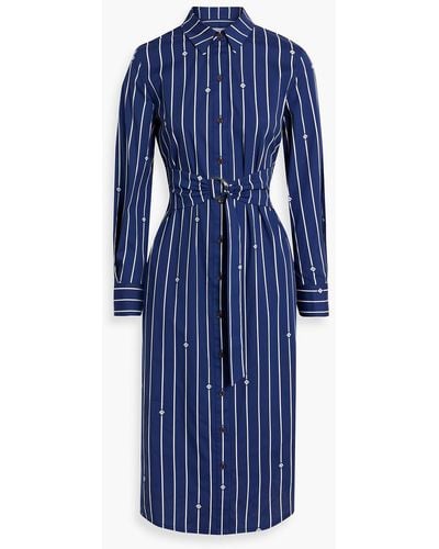 10 Crosby Derek Lam Striped Cotton-blend Poplin Midi Shirt Dress - Blue