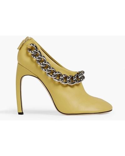 Victoria Beckham Carmen Chain-embellished Leather Pumps - Yellow