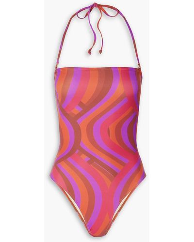 Faithfull The Brand Cutout Printed Halterneck Swimsuit - Pink