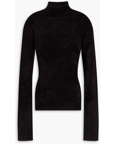 IRO Ribbed Chenille Turtleneck Sweater - Black