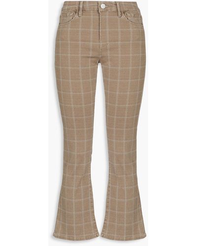 FRAME Le Crop Mini Boot Checked Cotton-blend Twill Bootcut Trousers - Natural
