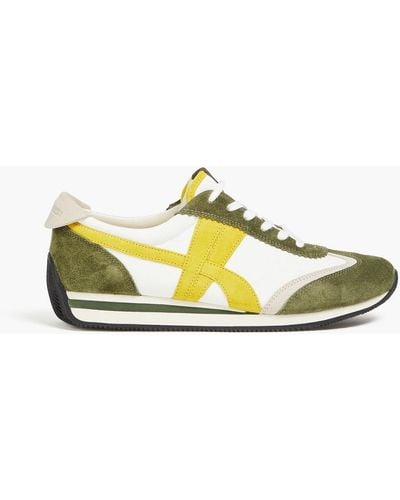 Tory Burch Faux Leather And Suede Sneakers - Yellow