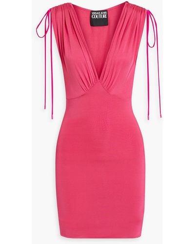 Versace Ruched Jersey Mini Dress - Pink