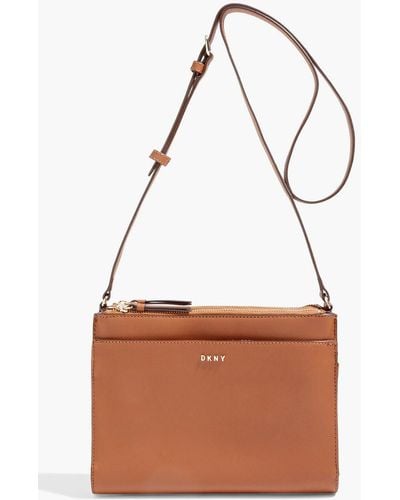 DKNY Faux Textured-leather Shoulder Bag - Brown