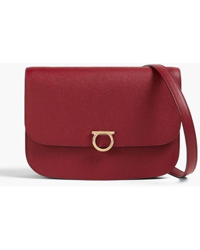 Ferragamo Gancini Pebbled-leather Shoulder Bag - Red