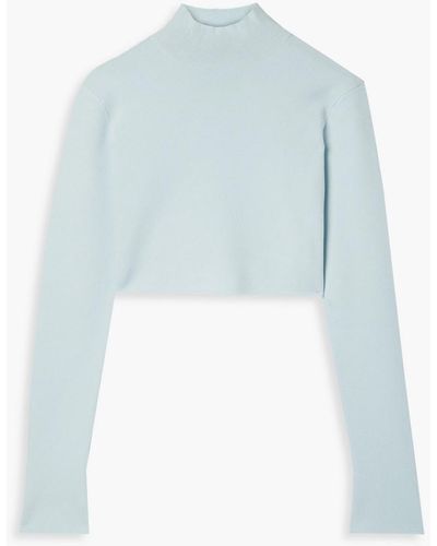 LAPOINTE Cropped Stretch-knit Turtleneck Top - Blue