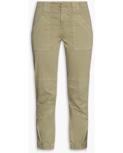 FRAME Cotton-blend Twill Tapered Trousers - Green