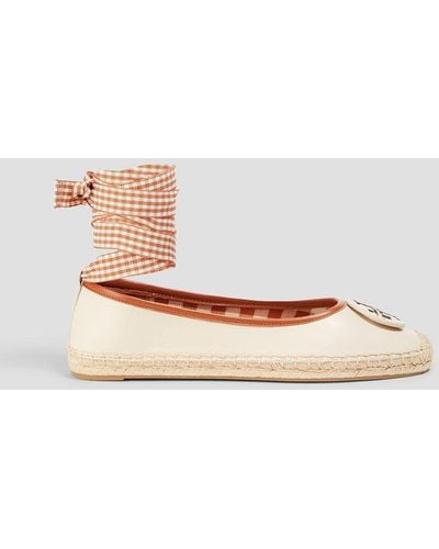 Tory Burch Minnie Embellished Leather Espadrilles - White