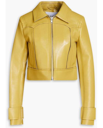 Stand Studio Quatro Cropped Faux Leather Jacket - Yellow