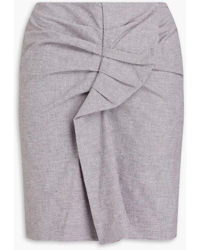 Isabel Marant Ines Houndstooth Cotton And Linen-blend Mini Skirt - Grey