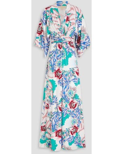 Melissa Odabash Wisdom Wrap-effect Floral-print Woven Maxi Dress - Blue