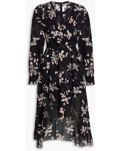 IRO Iliona Asymmetric Floral-print Chiffon Dress - Black