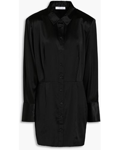 FRAME Silk-blend Satin Mini Shirt Dress - Black