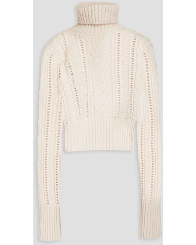 Rag & Bone Elizabeth Cable-knit Wool, Cotton And Alpaca-blend Turtleneck Sweater - White