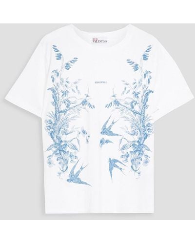 RED Valentino Printed Cotton-jersey T-shirt - Blue