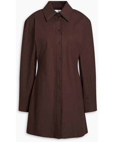 Victoria Beckham Cotton-blend Poplin Mini Shirt Dress - Brown