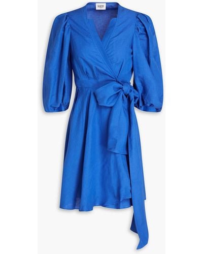 Claudie Pierlot Mini-wickelkleid aus webstoff mit flammgarneffekt - Blau