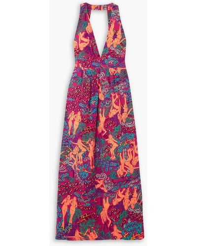 See By Chloé Cutout Printed Cotton Maxi Dress - Red
