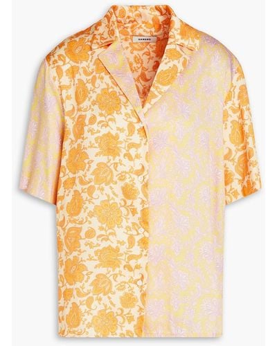 Sandro Bedrucktes hemd aus glänzendem twill in patchwork-optik - Mettallic