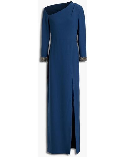 Aidan Mattox Embellished Stretch-crepe Gown - Blue