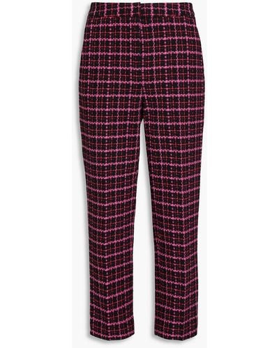 Rebecca Vallance Hirst Cropped Checked Cotton-blend Tweed Tapered Pants