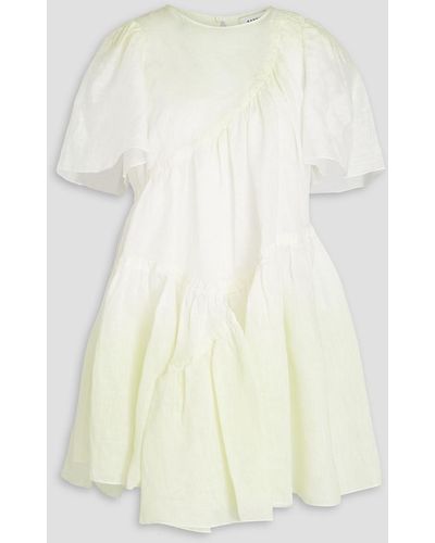 Sandro Tiered Dégradé Linen-blend Gauze Mini Dress - White