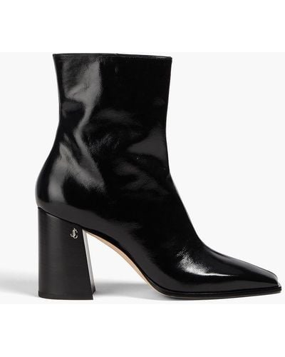 Jimmy Choo Bryelle 85 Glossed-leather Ankle Boots - Black