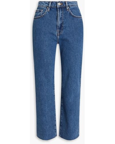 7 For All Mankind Logan Stovepipe Cropped High-rise Straight-leg Jeans - Blue