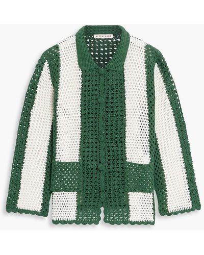 ALEXACHUNG Bowling Two-tone Crocheted Cotton Jacket - Green