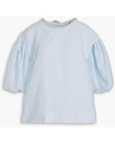 Simone Rocha Embellished Cloqué Blouse - Blue