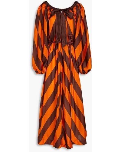 Zimmermann Striped Silk-satin Midi Dress - Orange