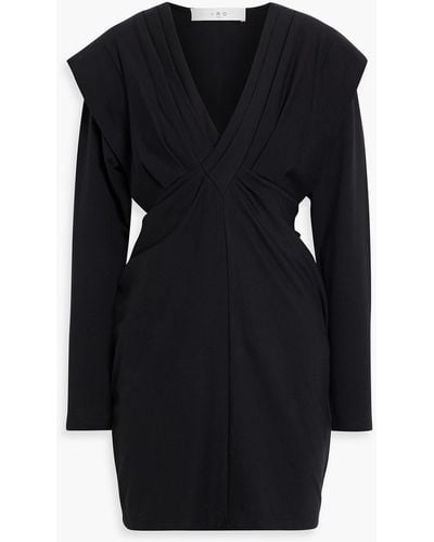 IRO Mylie Pleated Stretch-cotton Jersey Mini Dress - Black