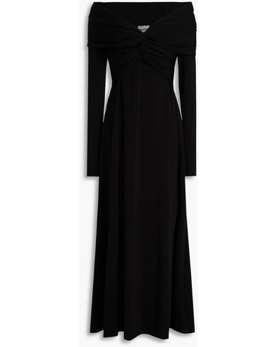 Khaite Cerna Off-the-shoulder Cutout Jersey Midi Dress - Black
