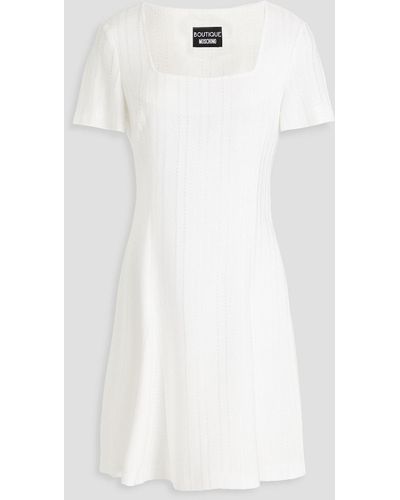 Boutique Moschino Ausgestelltes minikleid aus jacquard-strick - Weiß
