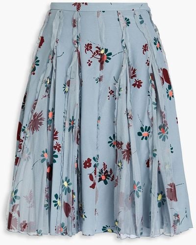 Valentino Garavani Floral-print Silk Crepe De Chine Mini Skirt - Blue
