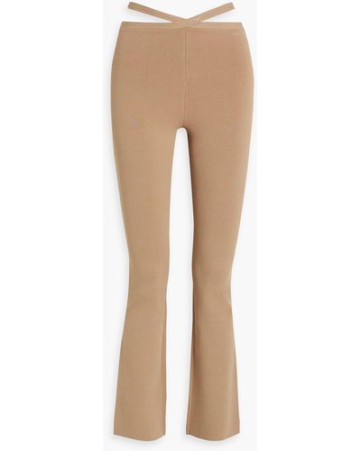 T By Alexander Wang Cutout Stretch-knit Straight-leg Trousers - Natural