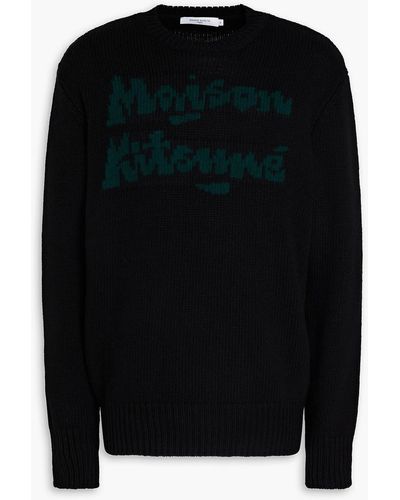 Maison Kitsuné Jacquard-knit Wool Sweater - Black
