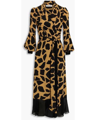 Diane von Furstenberg Lucille Leopard-print Crepe De Chine Midi Wrap Dress - Natural