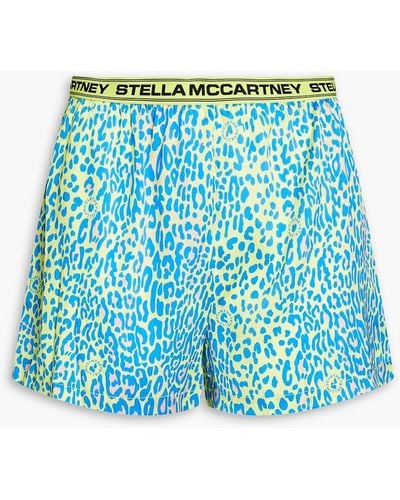 Stella McCartney Leopard-print Silk-blend Satin Pajama Shorts - Blue