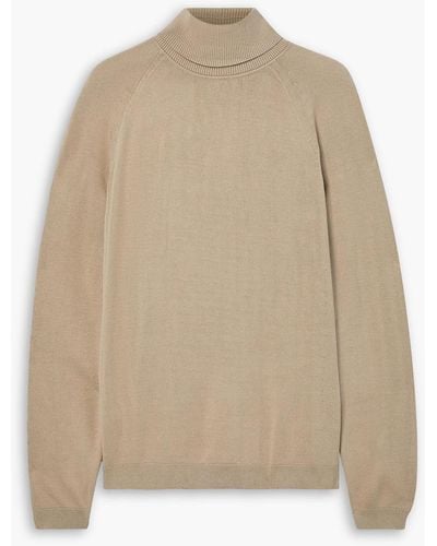 Lafayette 148 New York Stretch-knit Turtleneck Sweater - Natural