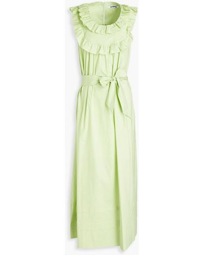 Vivetta Ruffled Cotton-blend Poplin Maxi Dress - Green