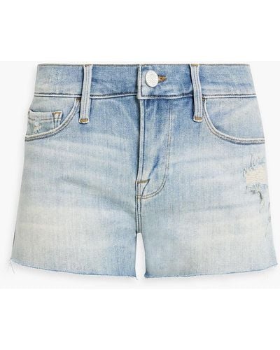 FRAME Le Cutoff Distressed Denim Shorts - Blue
