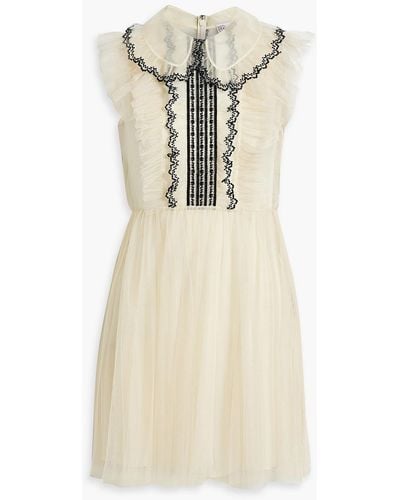 RED Valentino Ruffled Embroidered Tulle Mini Dress - Natural