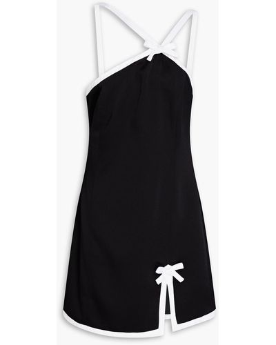 MSGM Bow-embellished Two-tone Satin-crepe Mini Dress - Black