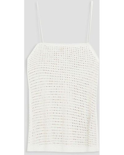 Anna Sui Crystal-embellished Fishnet Top - White