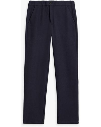 Hamilton and Hare Chiltern Waffle-knit Wool And Cotton-blend Pants - Blue